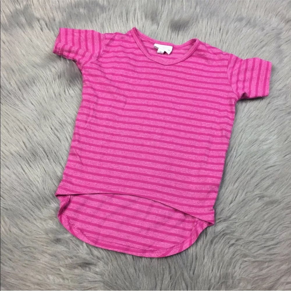 Lularoe Toddler Girls Tunic Shirt Sz 2 Heather Pink Stripes